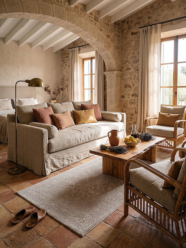 Teppich Beige Läufer gemütliche Wohnszene_