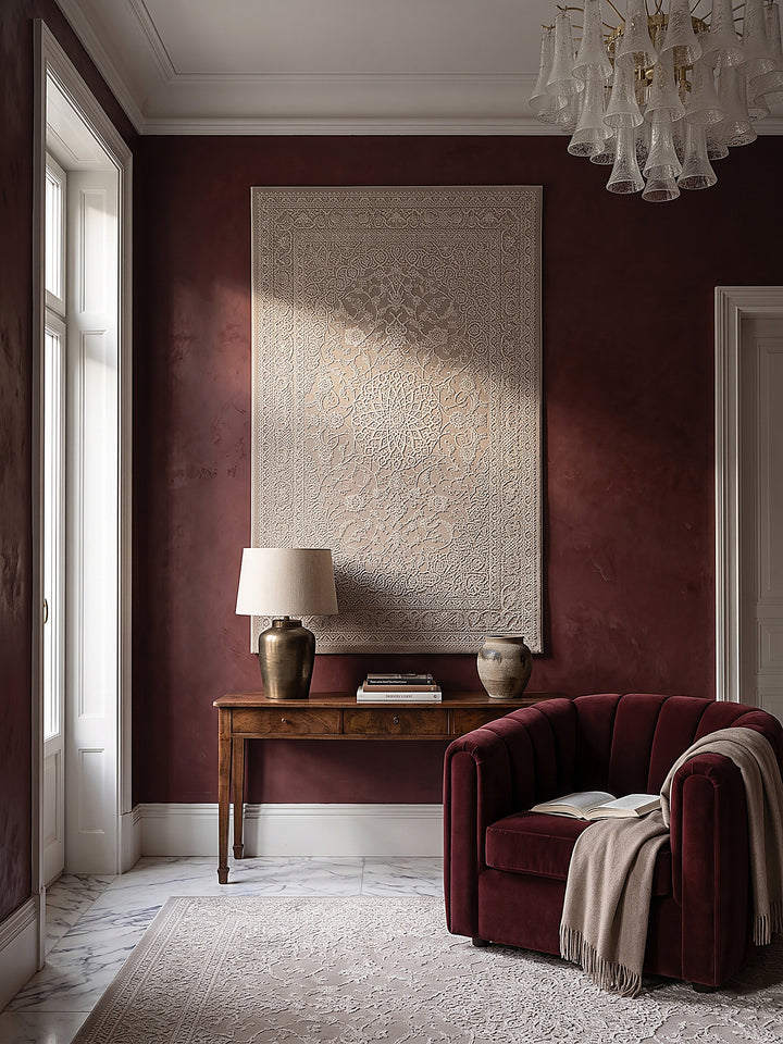 Teppich Beige als Wandteppich_