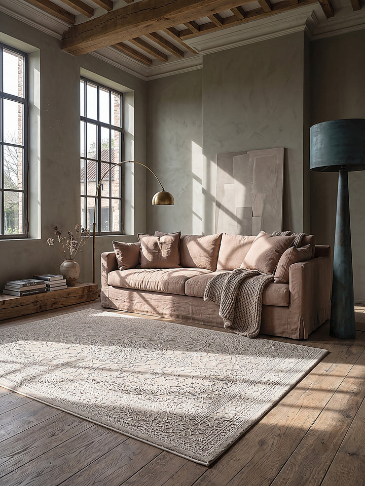 Teppich Beige rechteckig im modernen Wohnzimmer_
