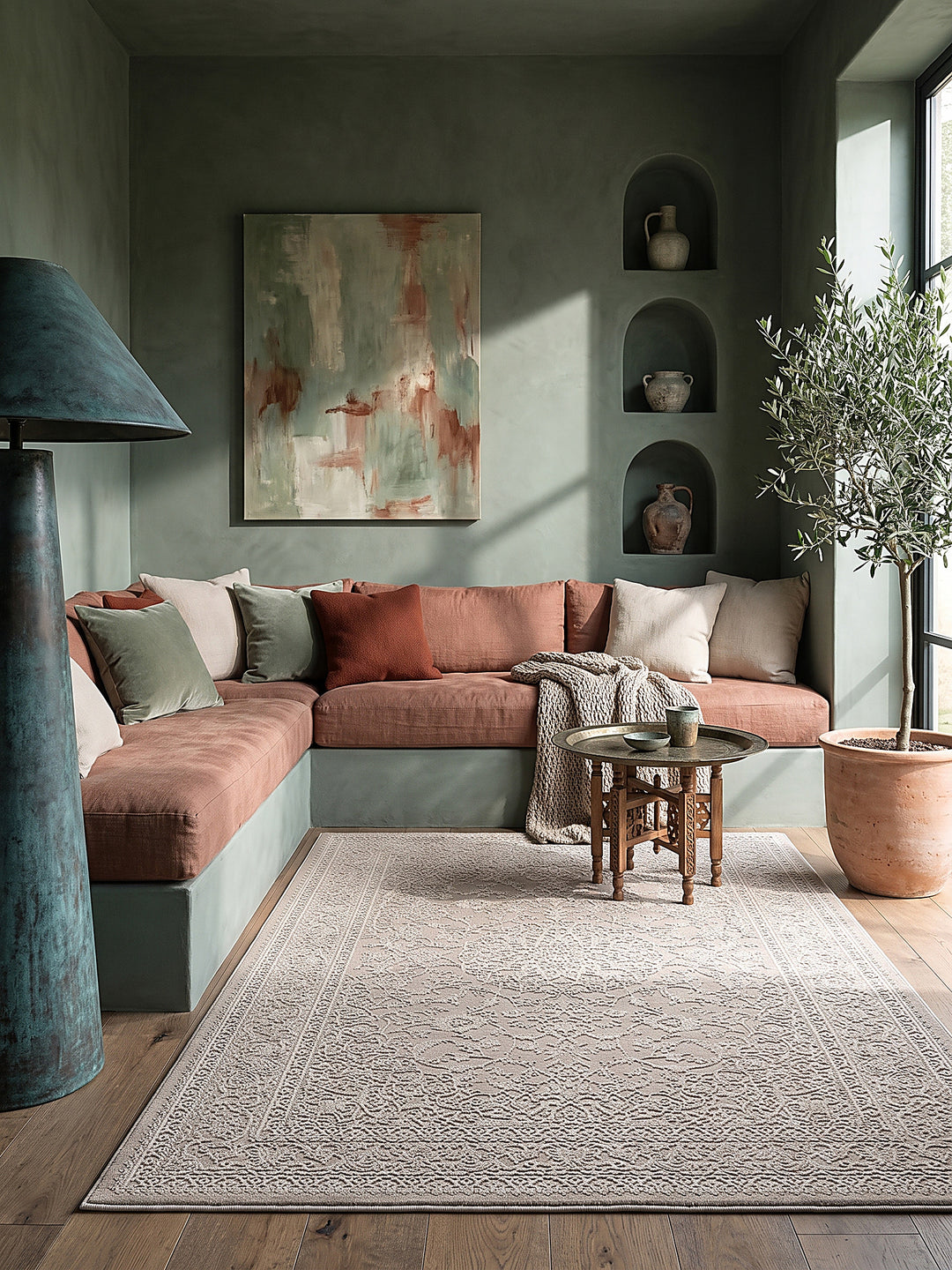 Teppich Beige rechteckig Editorial Styling_
