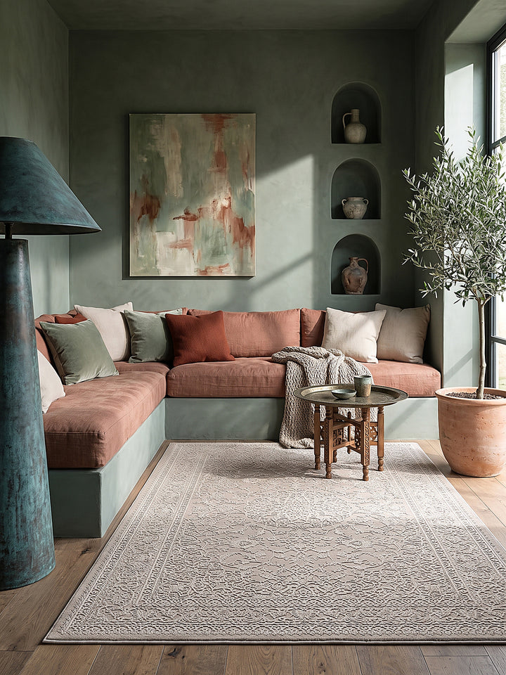 Teppich Beige rechteckig Editorial Styling_