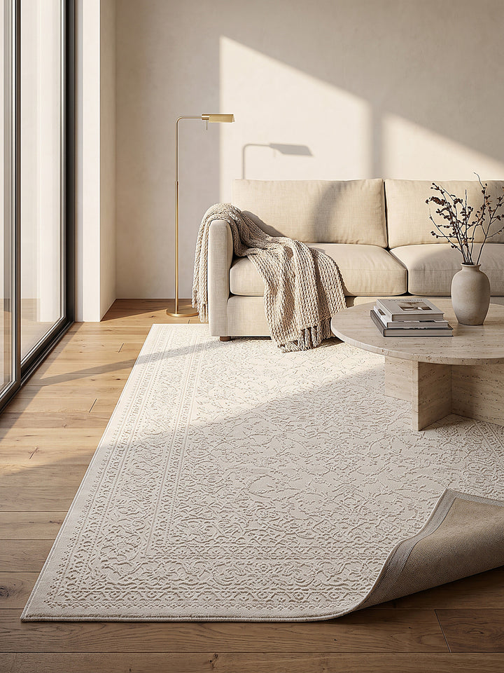 Teppich Creme Kante Verarbeitung_