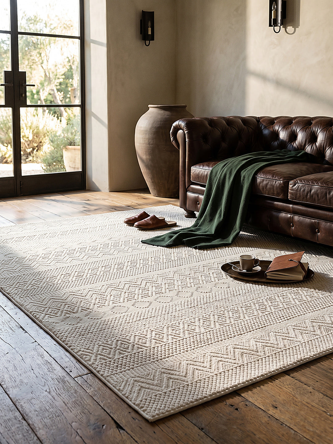 Teppich Creme Textur Nahaufnahme_