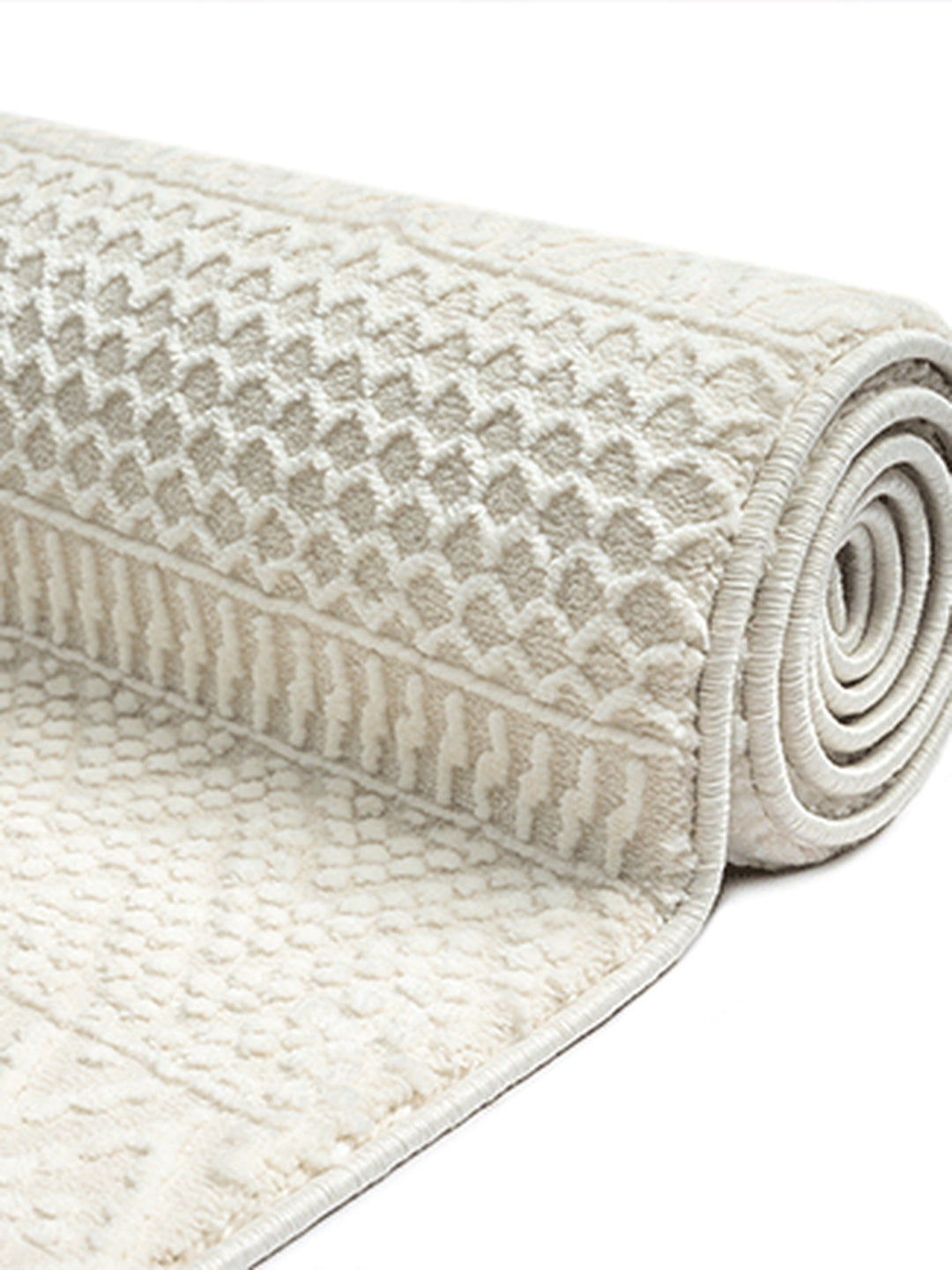 Teppich Creme rechteckig Polyester (recycelt) Wohnzimmer Schlafzimmer Flur KASOS_