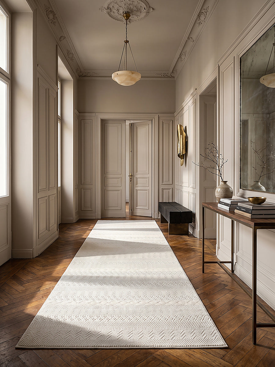 Teppich Creme Läufer im modernen Wohnzimmer_