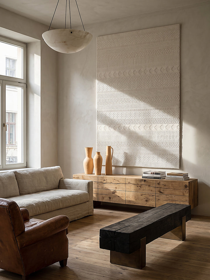 Teppich Creme als Wandteppich_