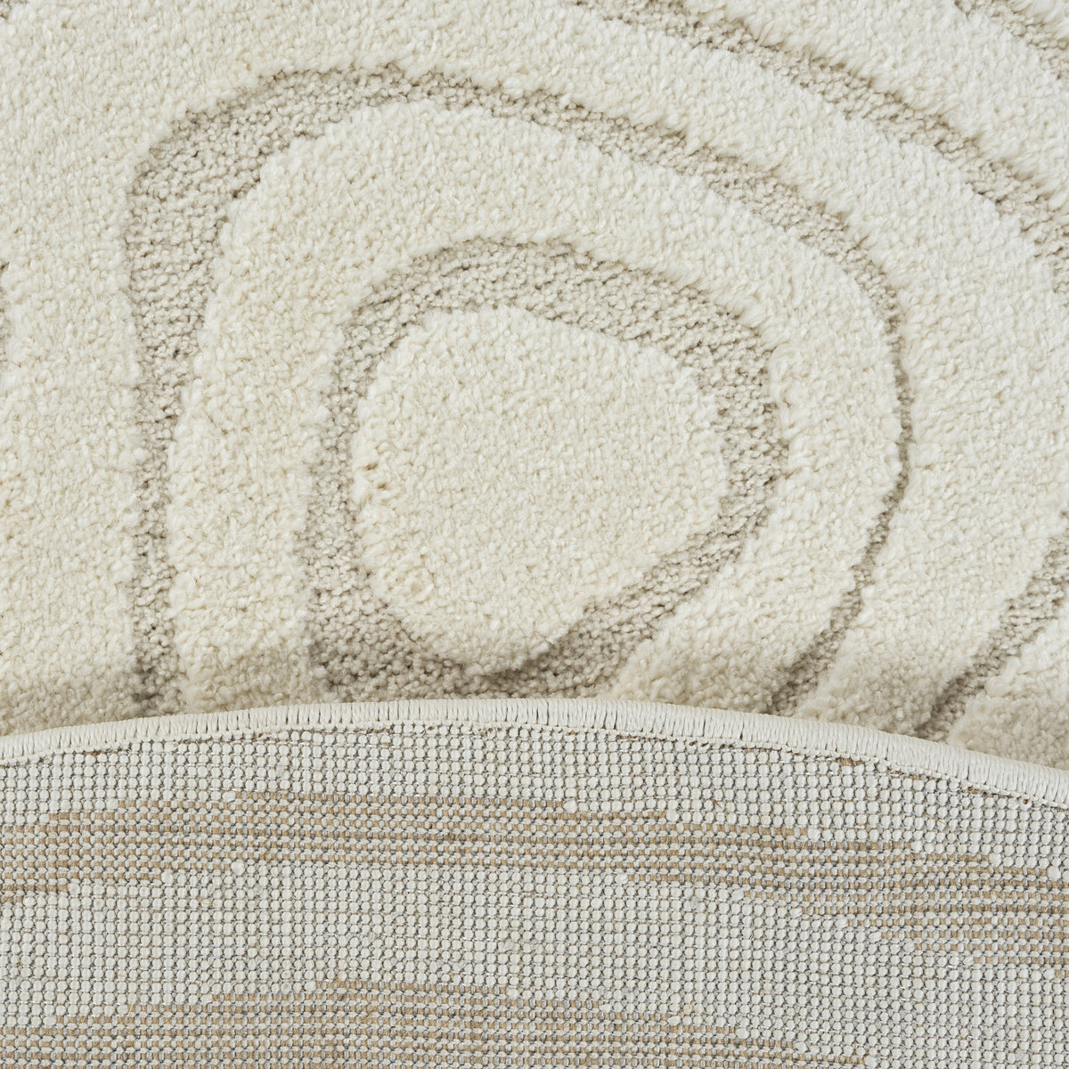 Teppich Creme Abstrakt rund Polyester Skandinavisch Einrichtung Wohnidee Bodenbelag CETINA_