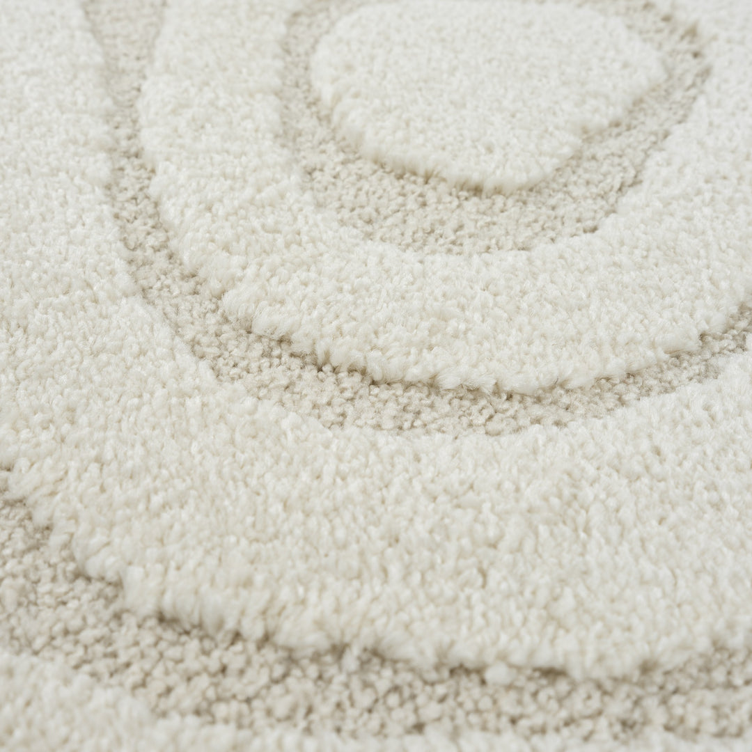Teppich Creme Abstrakt rund Polyester Raumgestaltung Inneneinrichtung Skandinavisch CETINA 160x160_