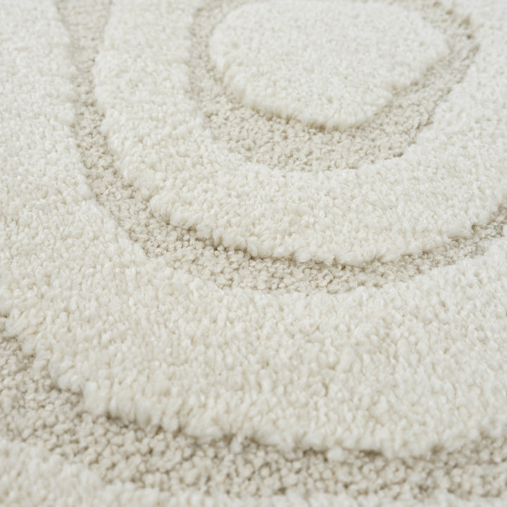Teppich Creme Abstrakt rund Polyester Raumgestaltung Inneneinrichtung Skandinavisch CETINA 160x160_
