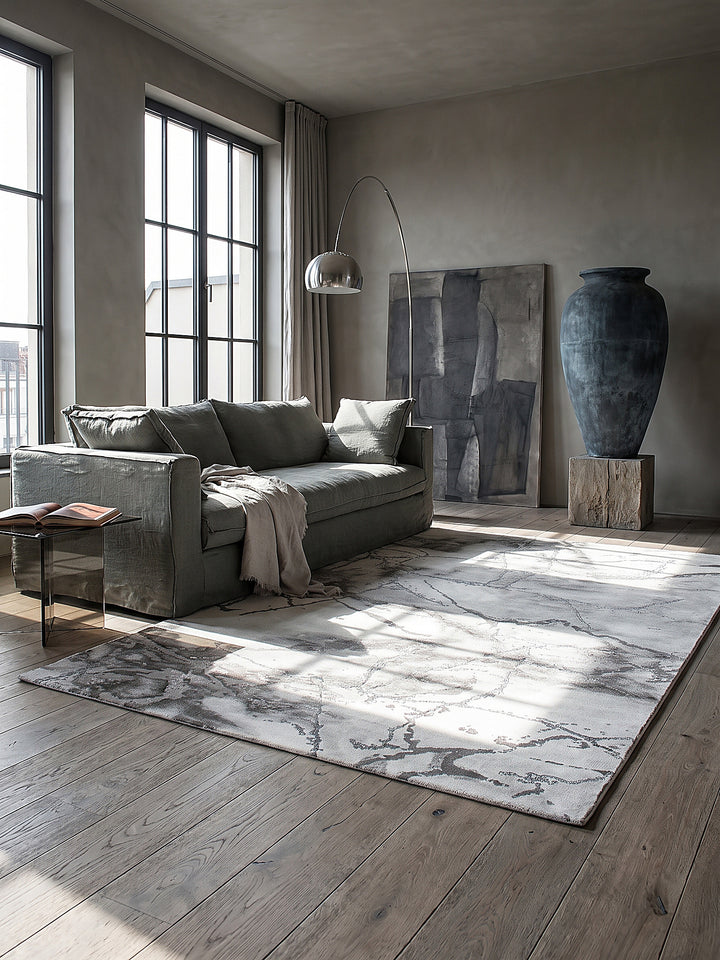 Teppich Grau rechteckig im modernen Wohnzimmer_