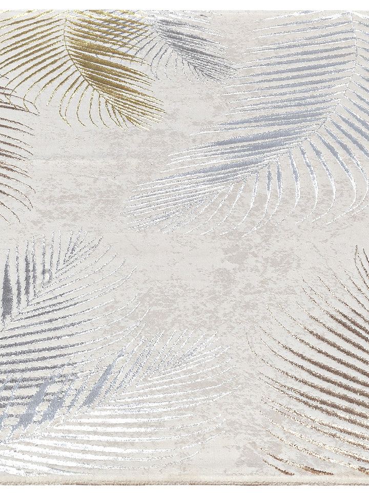 Teppich Creme Floral rechteckig POLYESTER Designteppich Kollektion KAVALA Wohnraum 120x170_