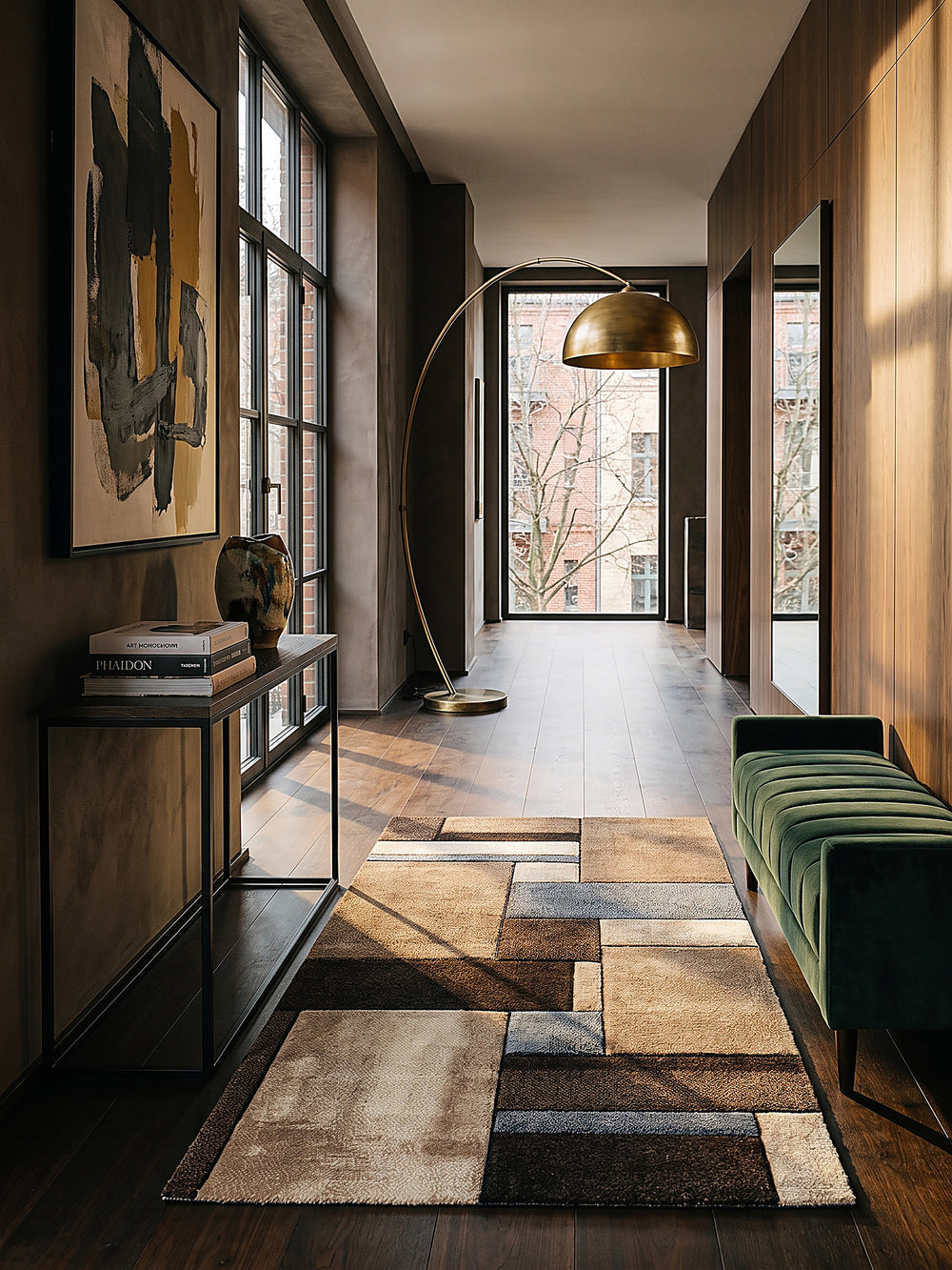 Teppich Beige Läufer im modernen Wohnzimmer_