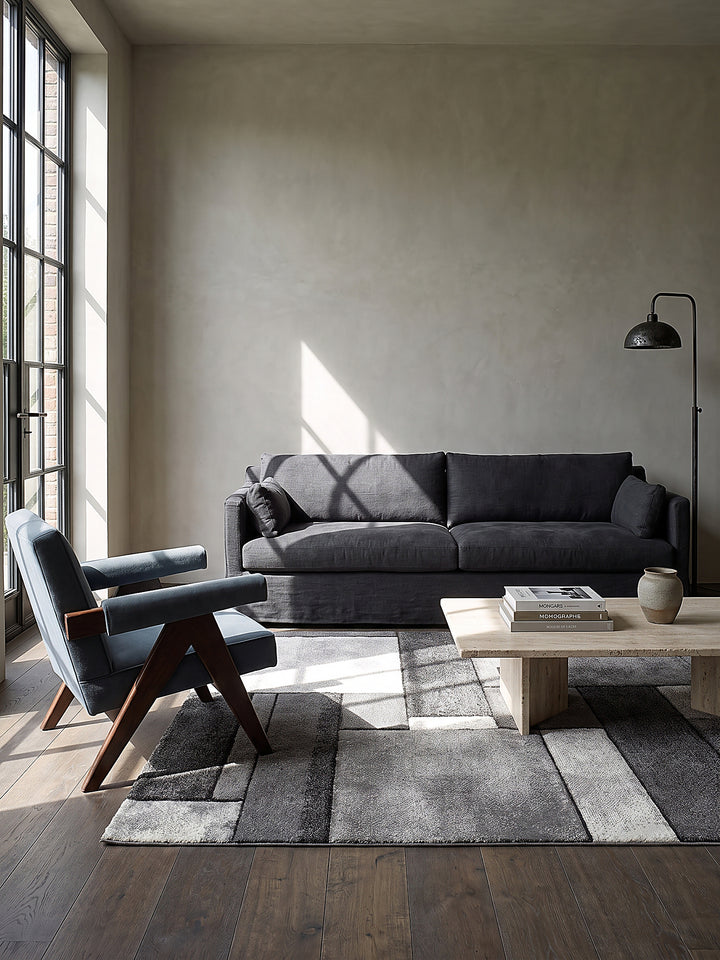 Teppich Grau rechteckig im modernen Wohnzimmer_