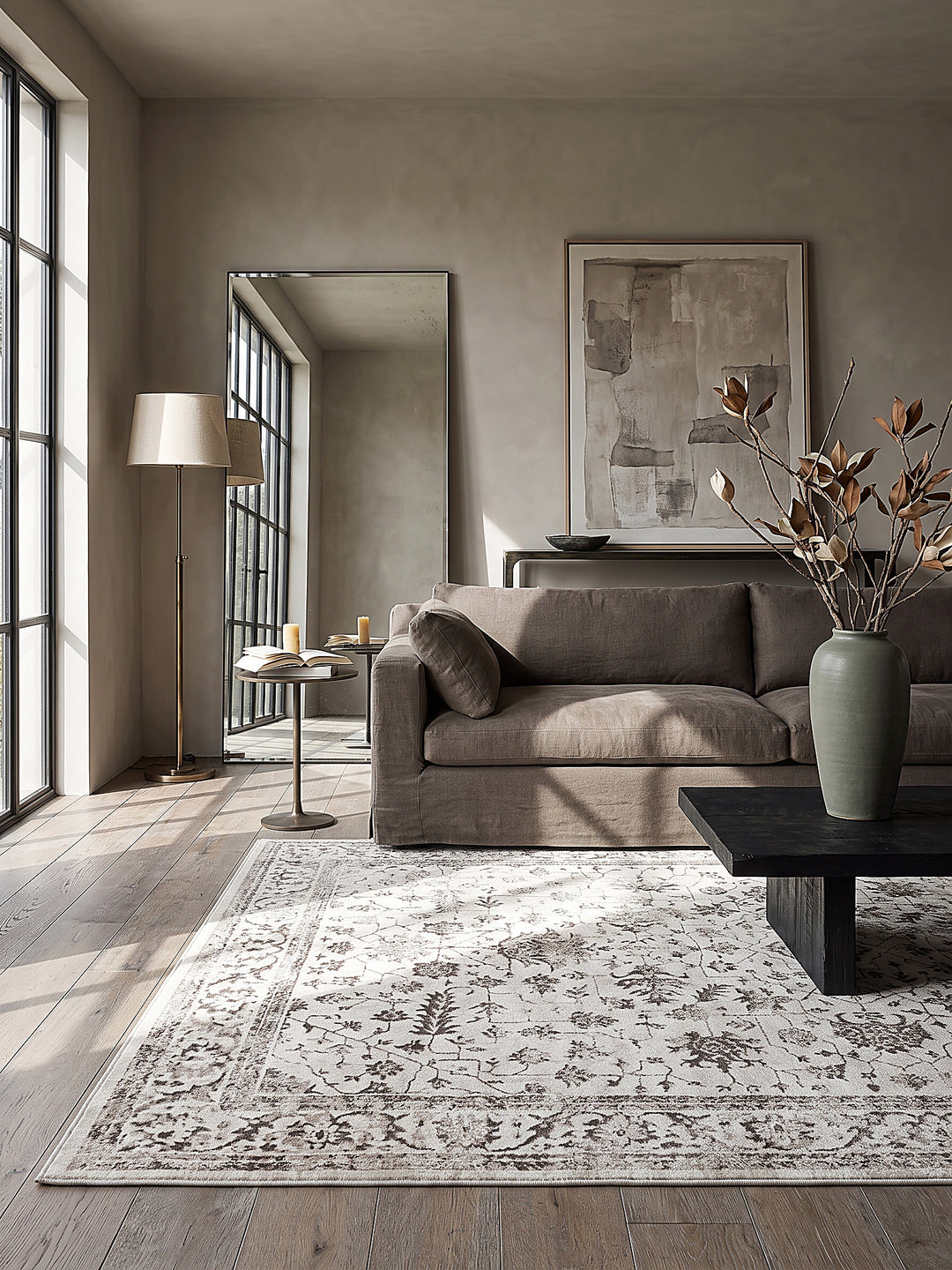 Teppich Creme rechteckig im modernen Wohnzimmer_