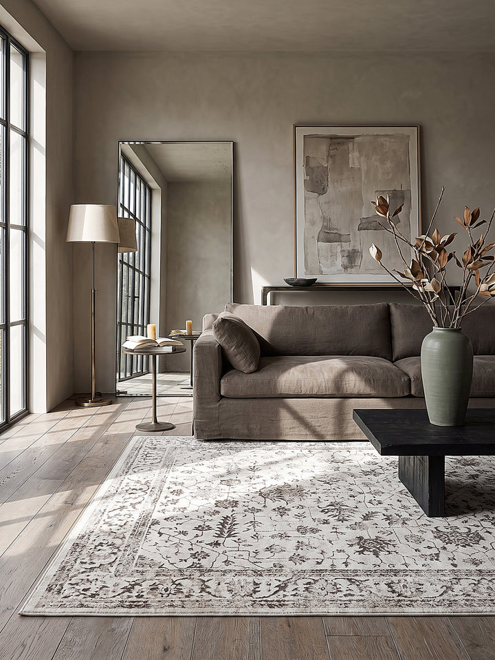 Teppich Creme rechteckig im modernen Wohnzimmer_