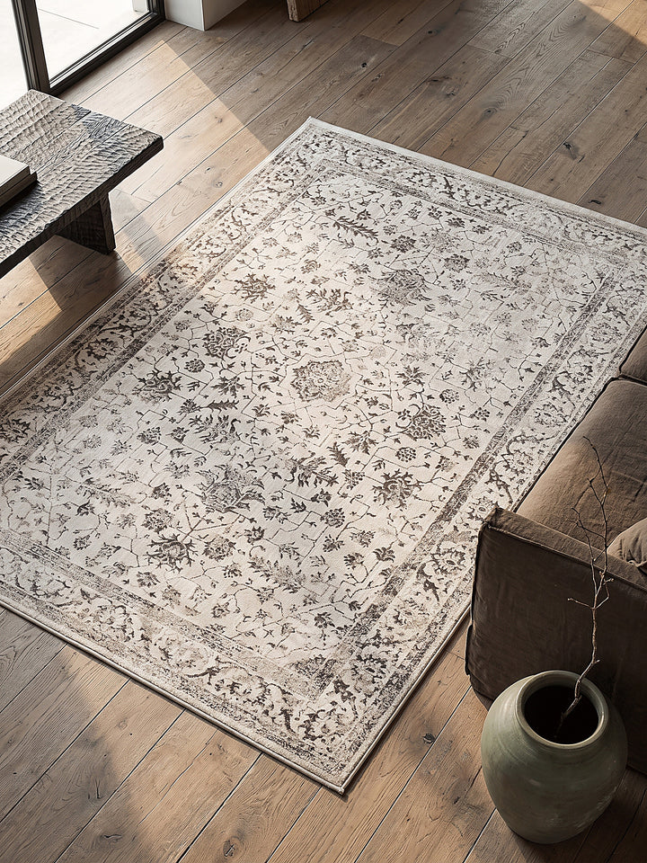 Teppich Creme rechteckig Draufsicht_