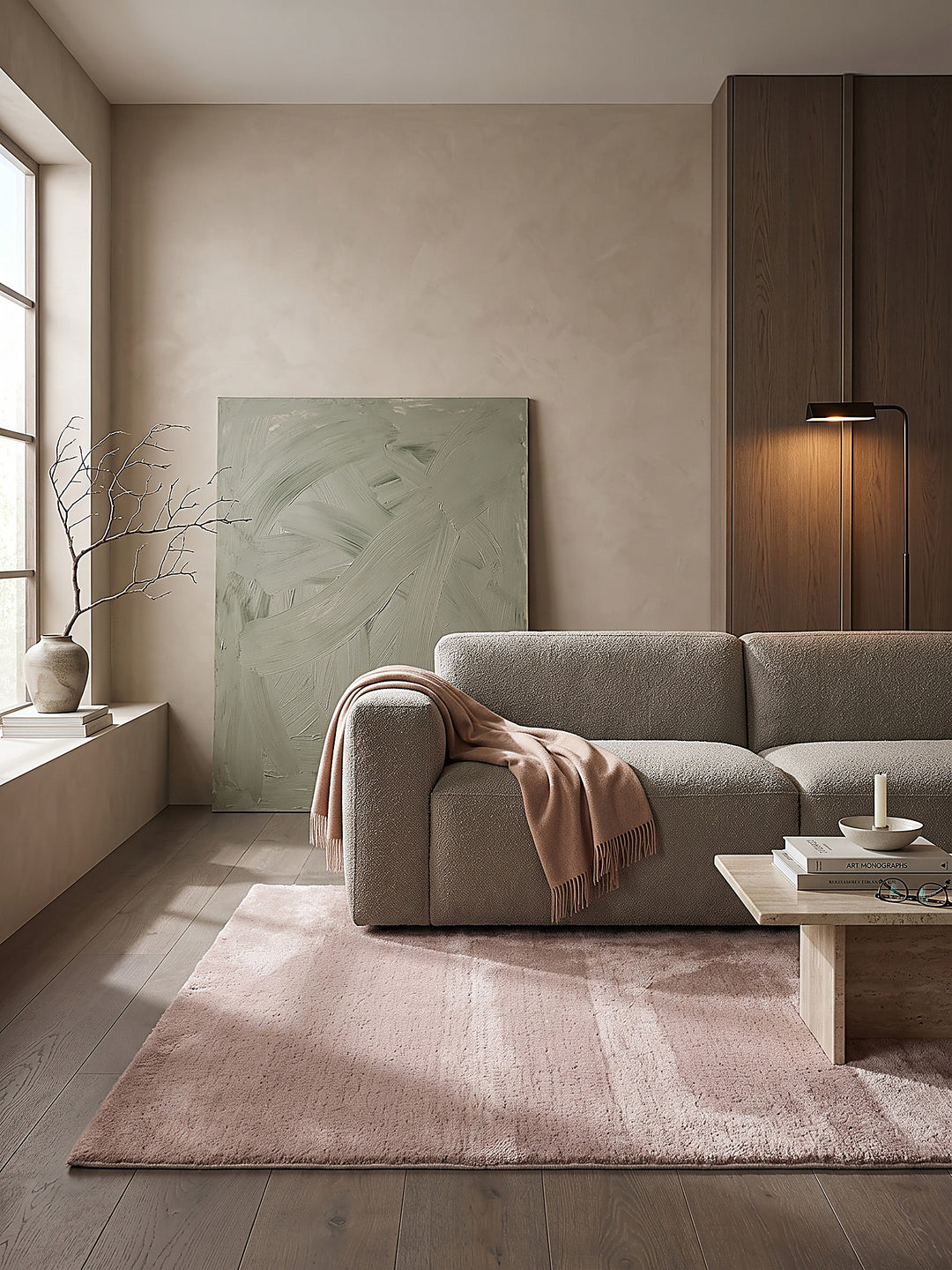 Teppich Rosa rechteckig im modernen Wohnzimmer_