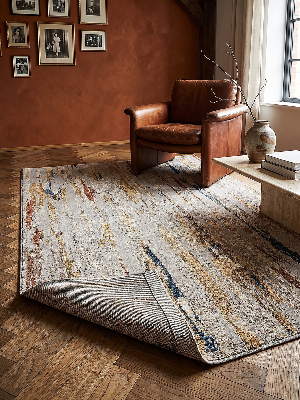 Teppich Beige-Multicolor rechteckig Editorial Styling