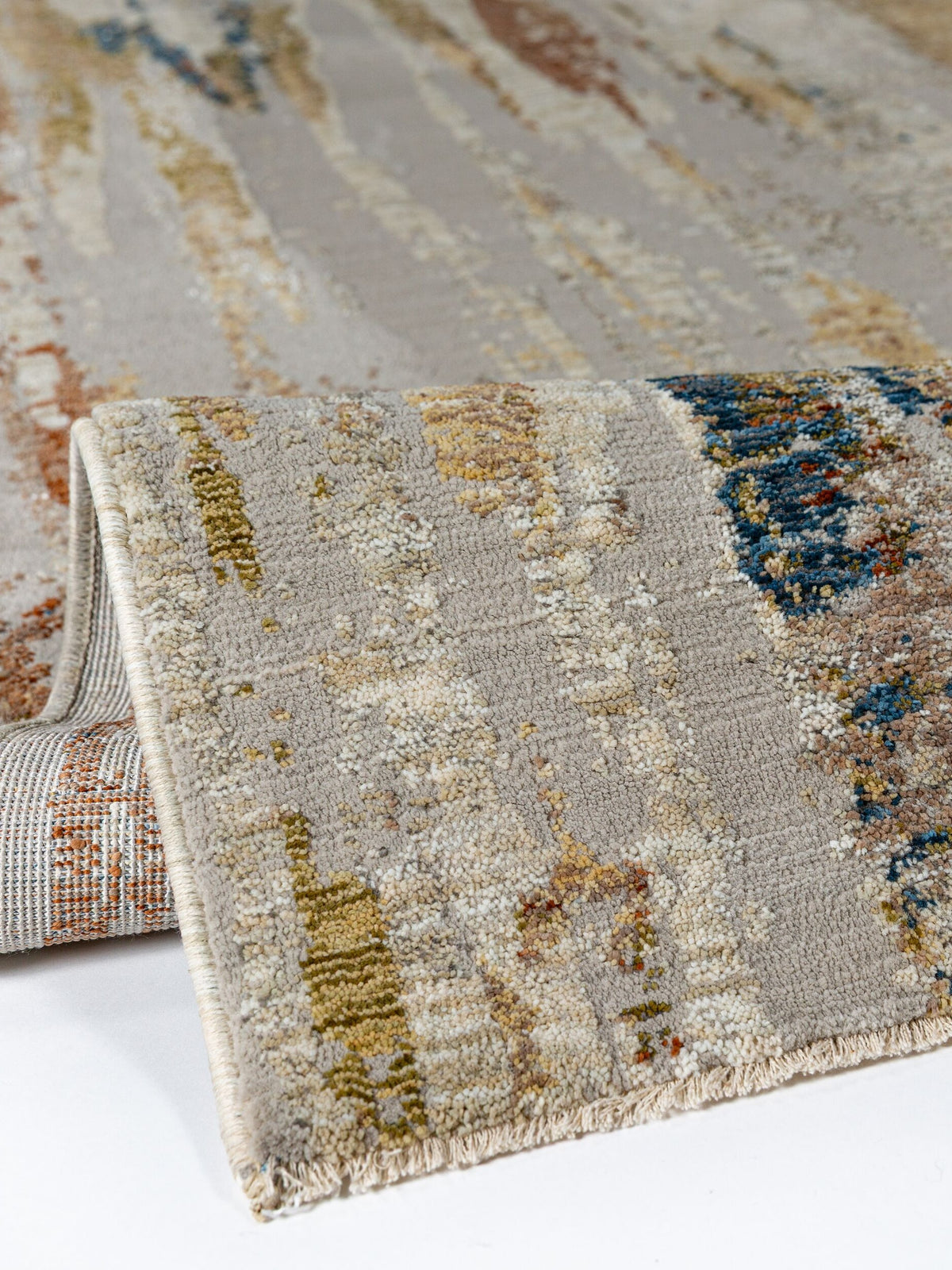 Teppich Beige-Multicolor rechteckig Polyester Einrichtung Wohnidee Bodenbelag BLENG