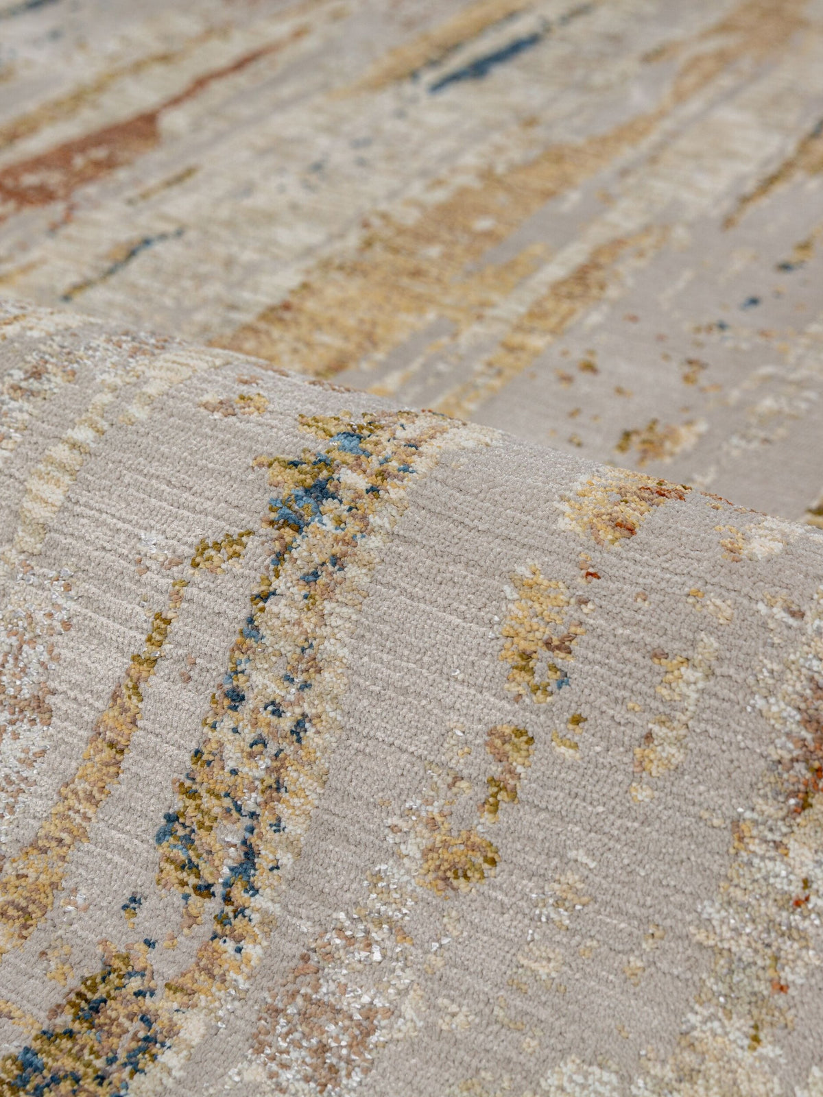 Teppich Beige-Multicolor rechteckig Polyester Raumgestaltung Inneneinrichtung BLENG