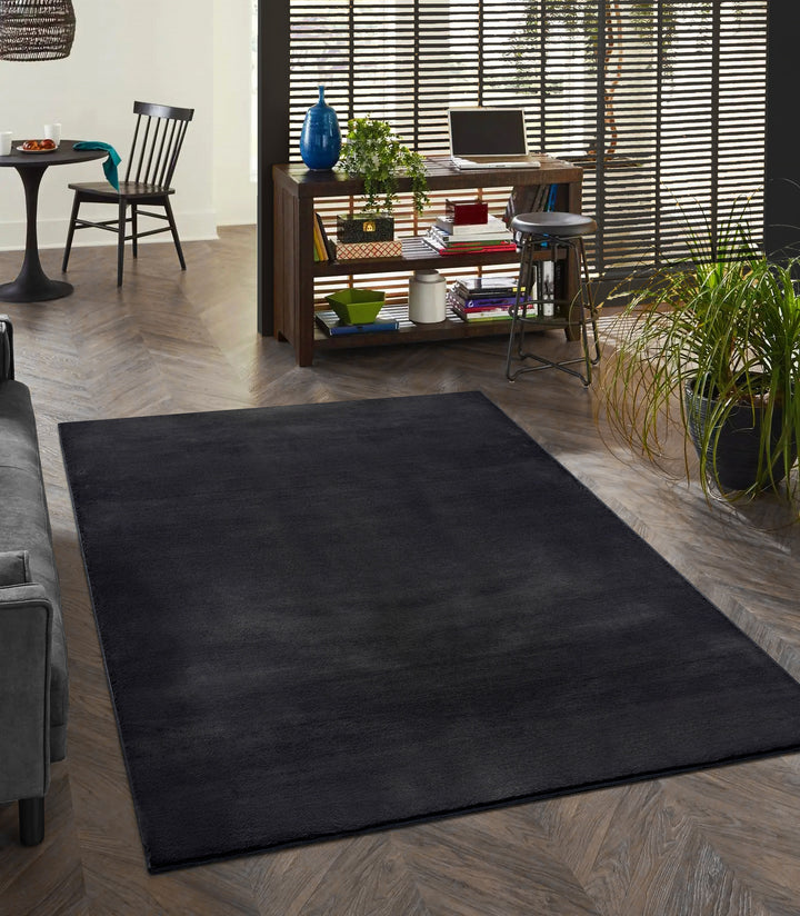 Teppich Schwarz Orientalisch rechteckig polyester Designteppich Kollektion DOUBS Wohnraum 140x200_