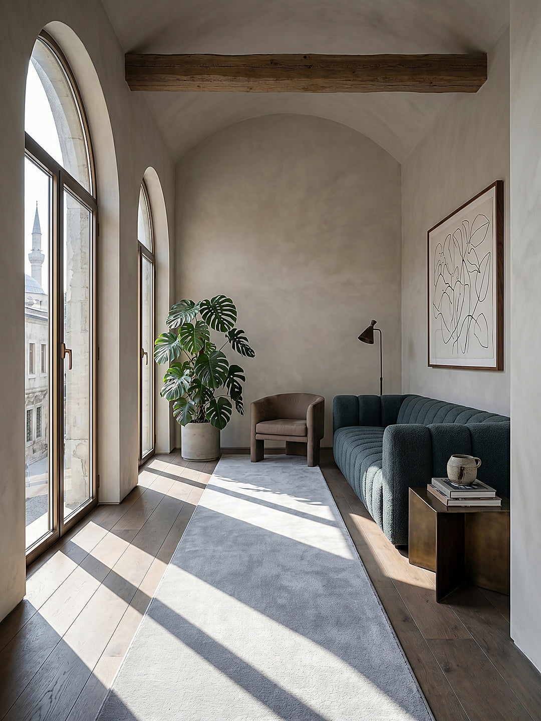 Teppich Grau Läufer im modernen Wohnzimmer_