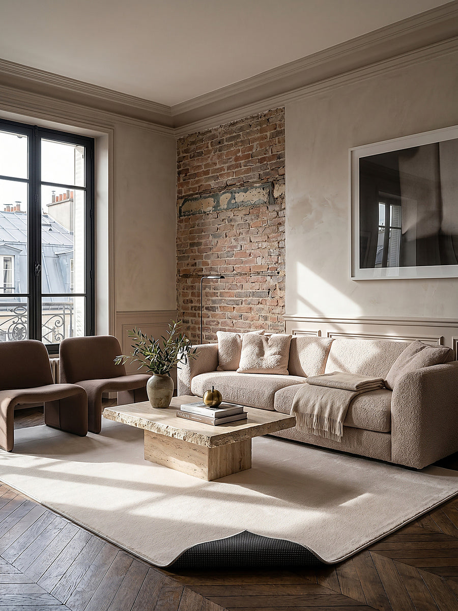 Teppich Beige rechteckig Editorial Styling_