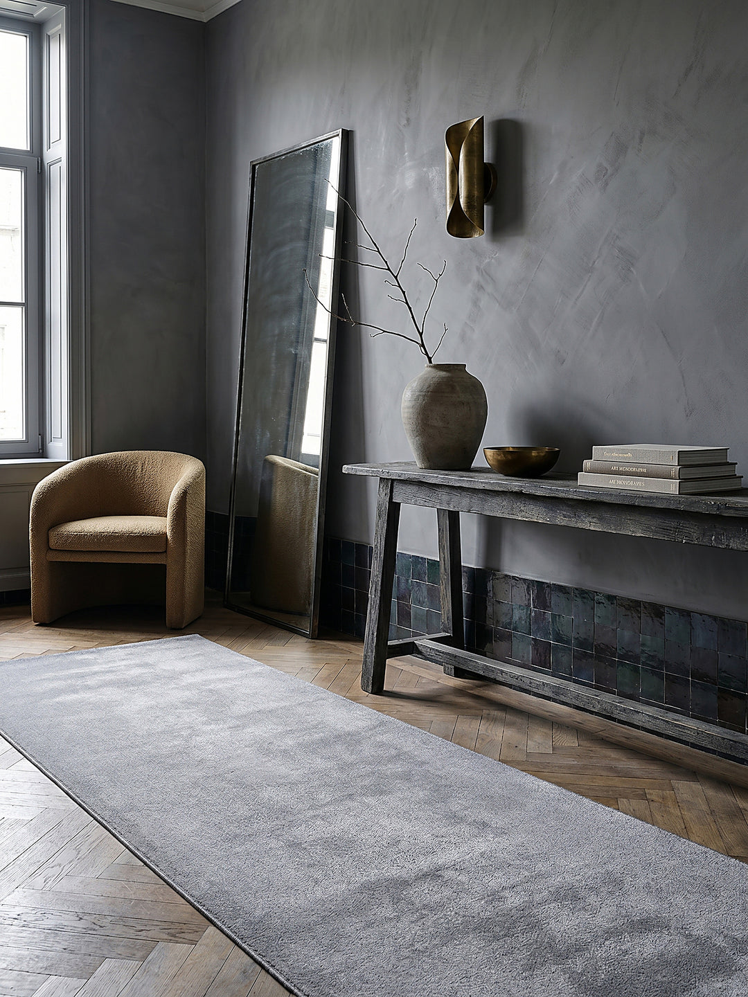 Teppich Grau rechteckig Editorial Styling_