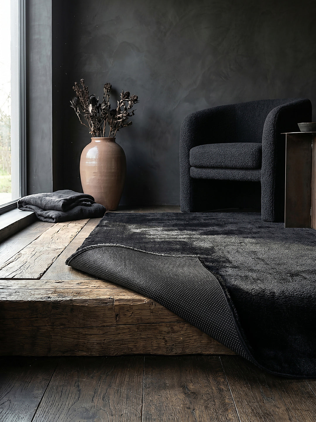 Teppich Schwarz rechteckig Editorial Styling_