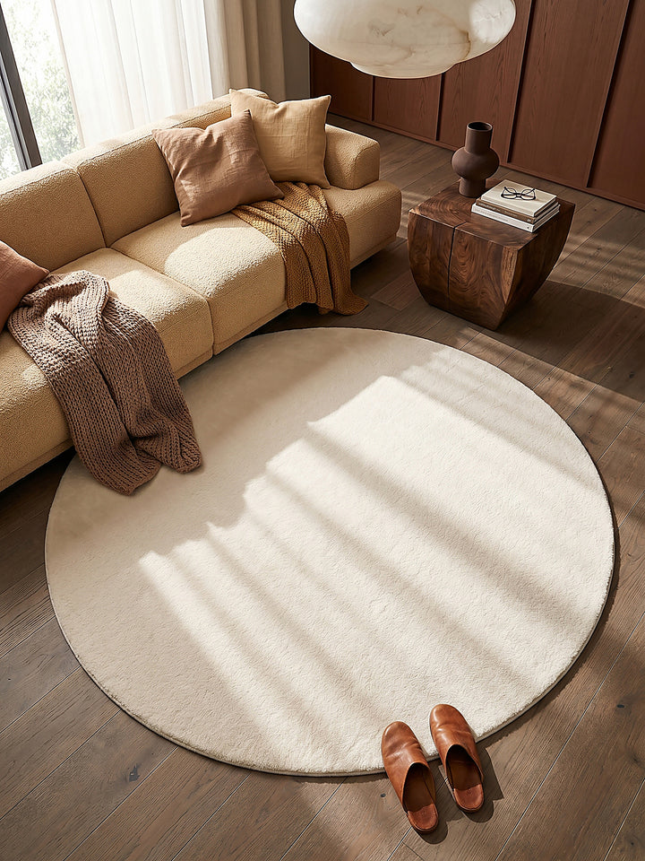Teppich Creme rund Draufsicht_