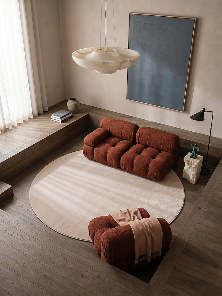 Teppich Beige rund Draufsicht_