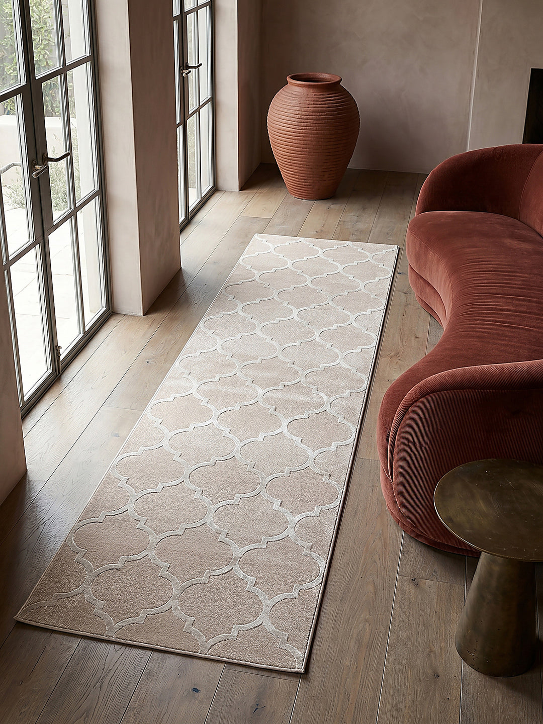 Teppich Beige Läufer Draufsicht_