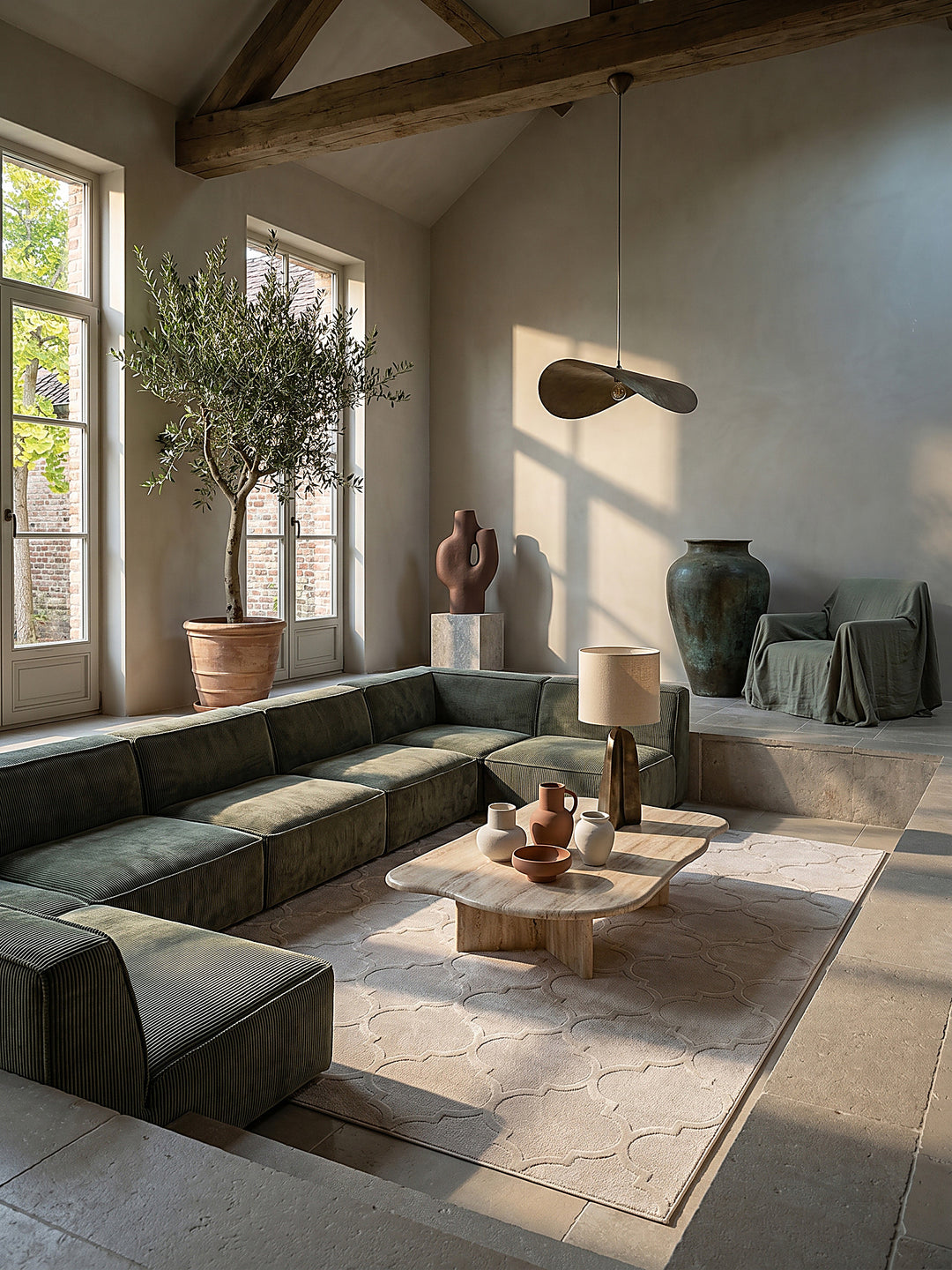 Teppich Beige rechteckig im modernen Wohnzimmer_