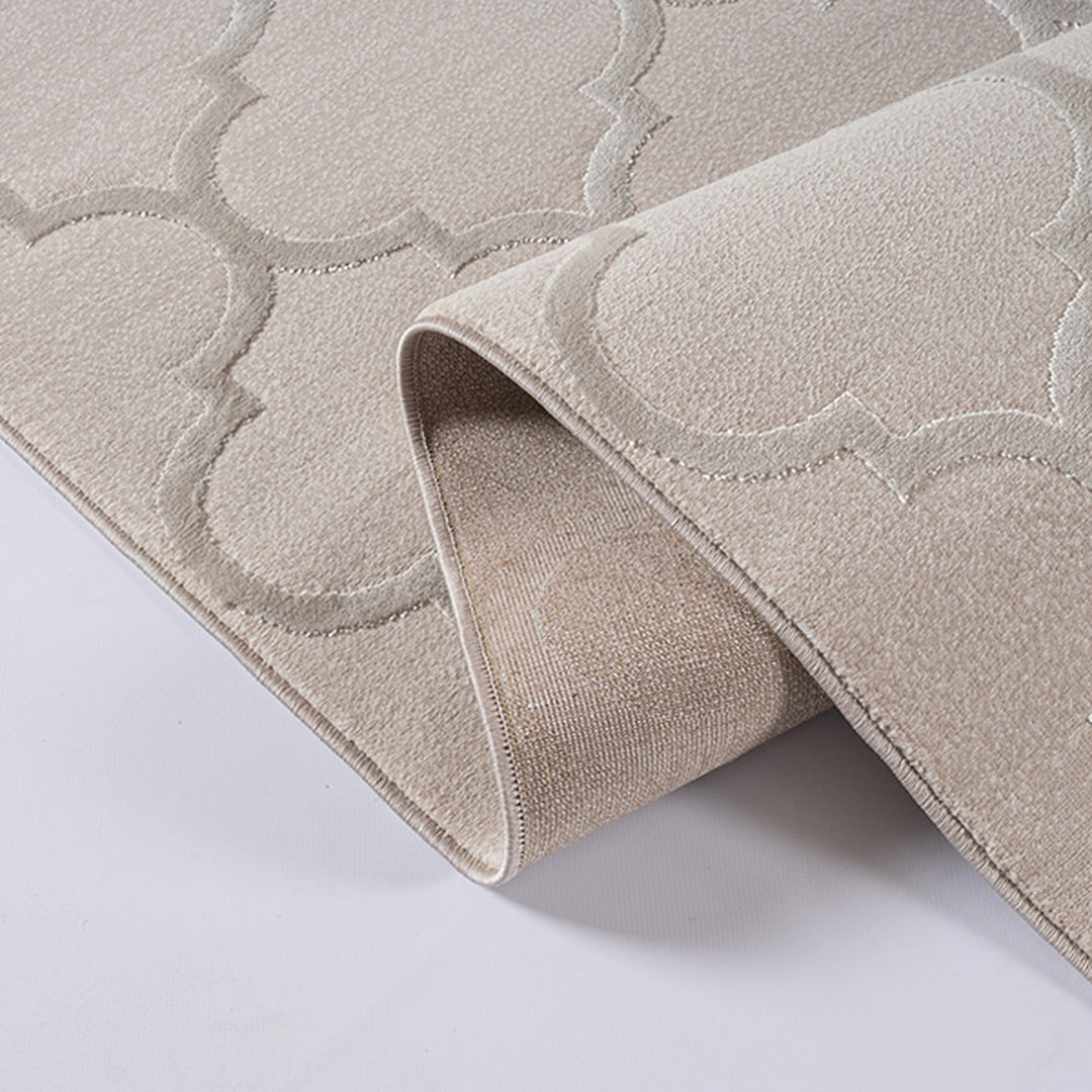 Kurzflorteppich Beige als minimalistische Wohnidee aus Polyester ERESMA Serie_