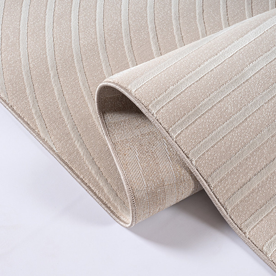Teppich Kurzflor Beige für puristische Einrichtung aus Polyester ERESMA Serie_
