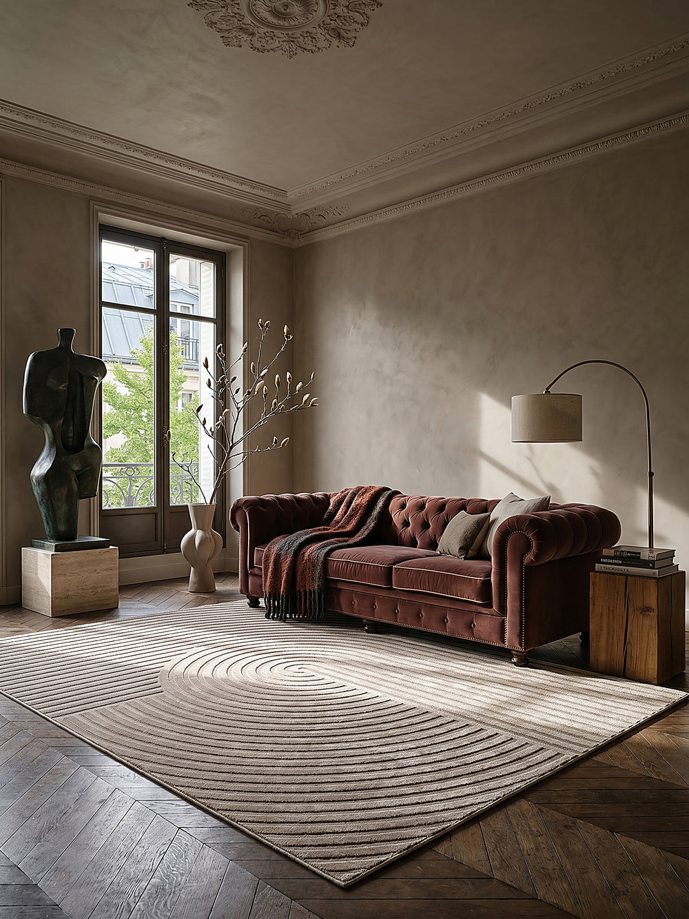 Teppich Taupe rechteckig Editorial Styling_