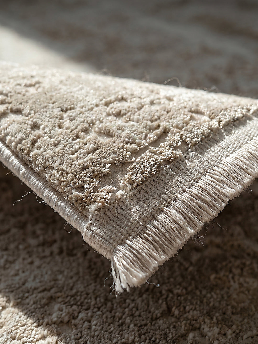 Teppich Beige Webstruktur Nahaufnahme_