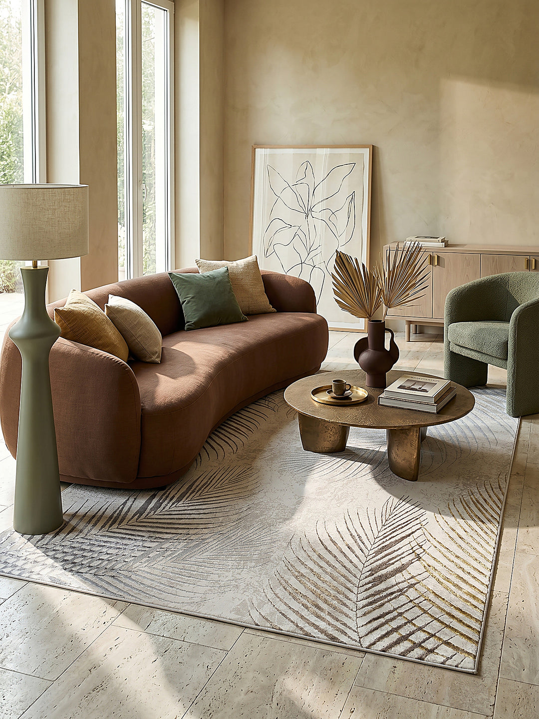 Teppich Creme rechteckig im modernen Wohnzimmer_