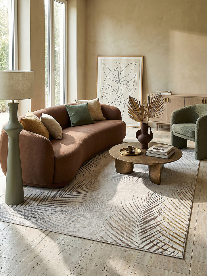 Teppich Creme rechteckig im modernen Wohnzimmer_
