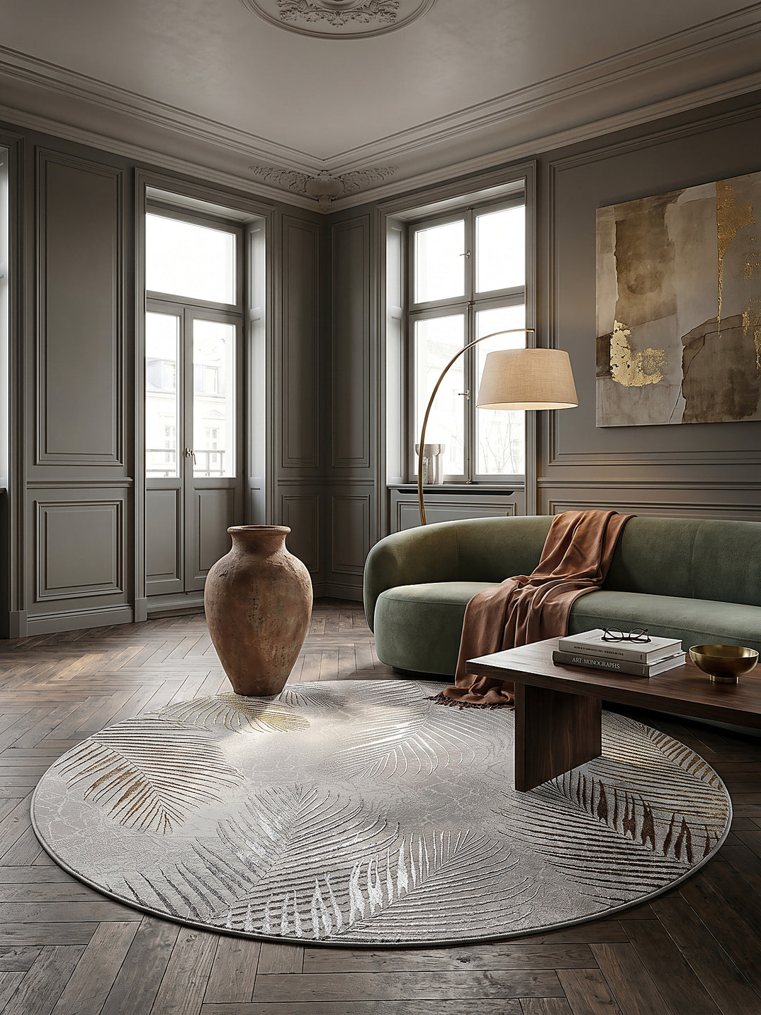 Teppich Grau rund Editorial Styling_