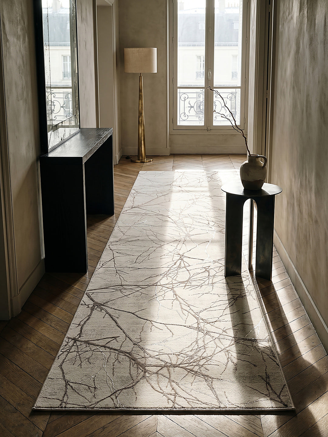 Teppich Creme Läufer im modernen Wohnzimmer_