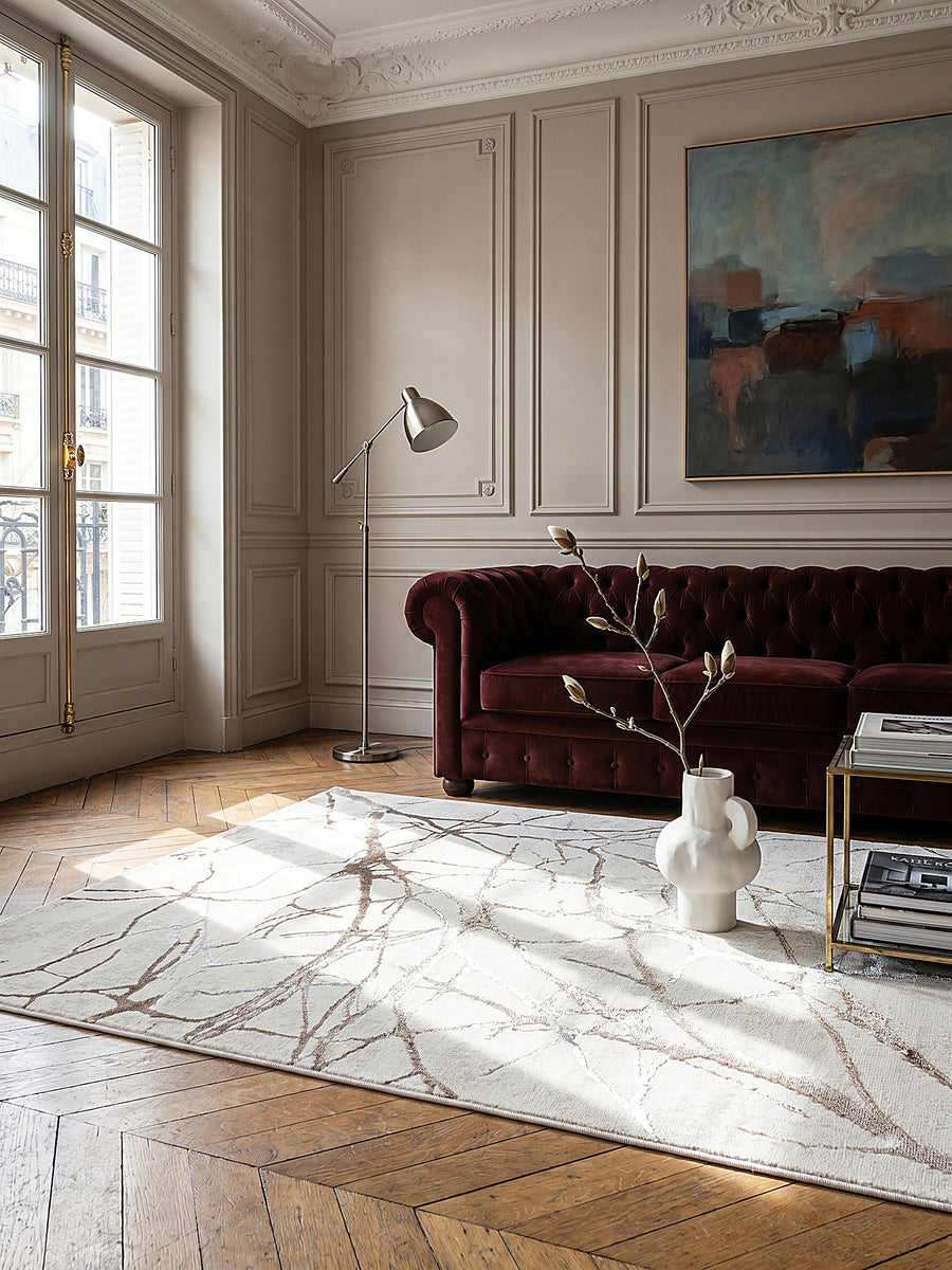 Teppich Creme rechteckig im modernen Wohnzimmer_