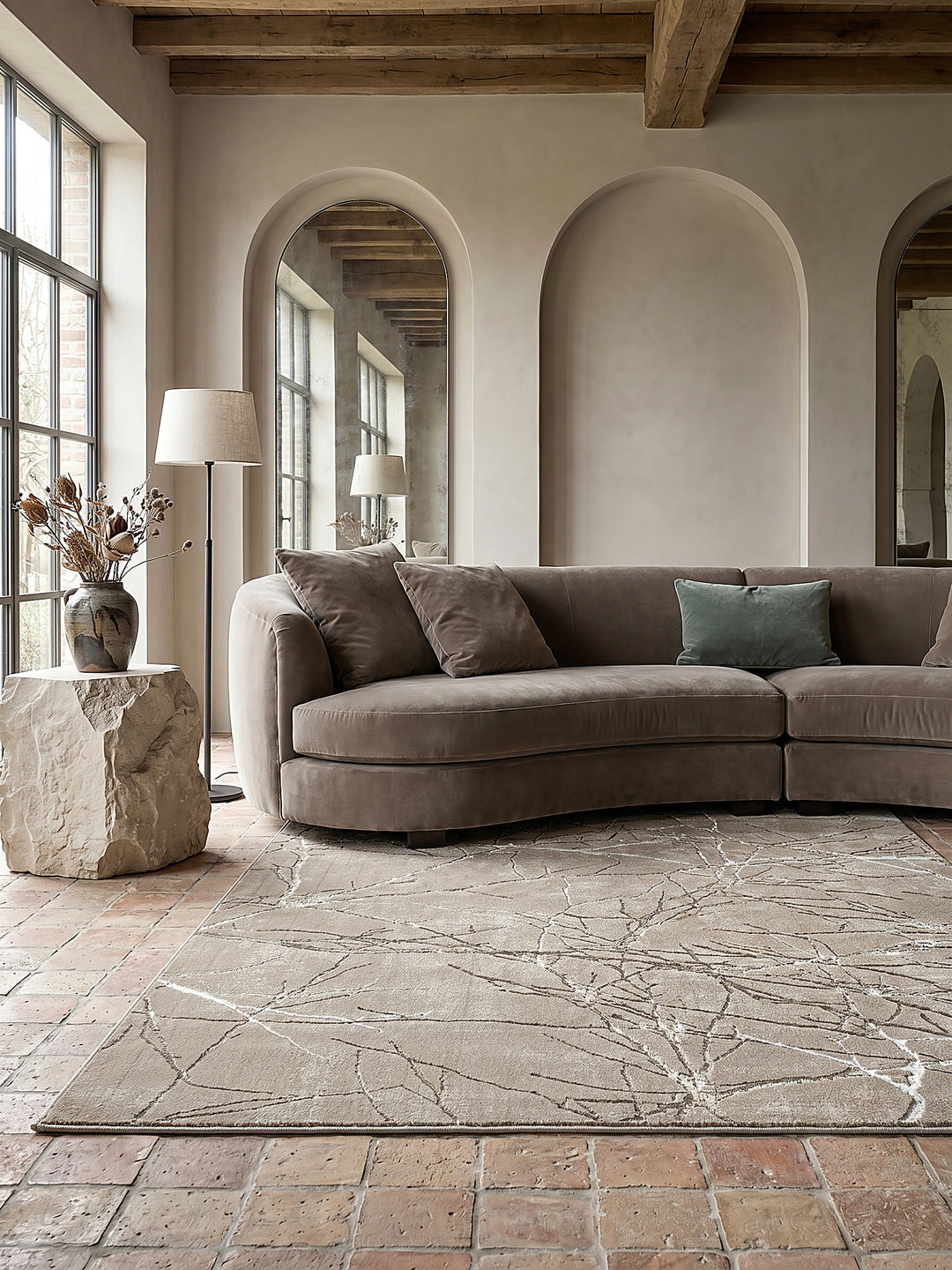 Teppich Beige rechteckig Editorial Styling_