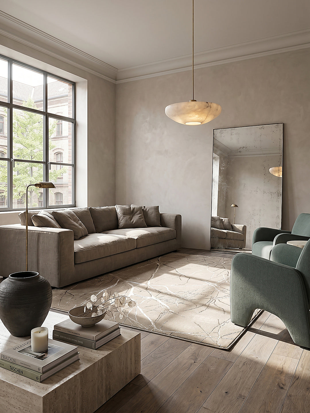 Teppich Beige rechteckig im modernen Wohnzimmer_