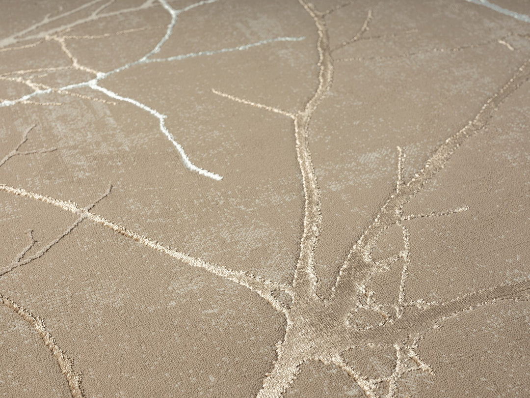 Kurzflor Teppich Beige abstrakt aus hochwertigem Polyester als minimalistische Wohnidee aus der KAVALA Kollektion_