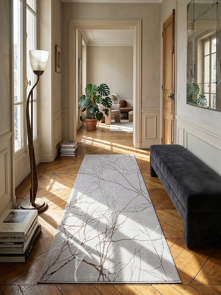 Teppich Grau Läufer im modernen Wohnzimmer_
