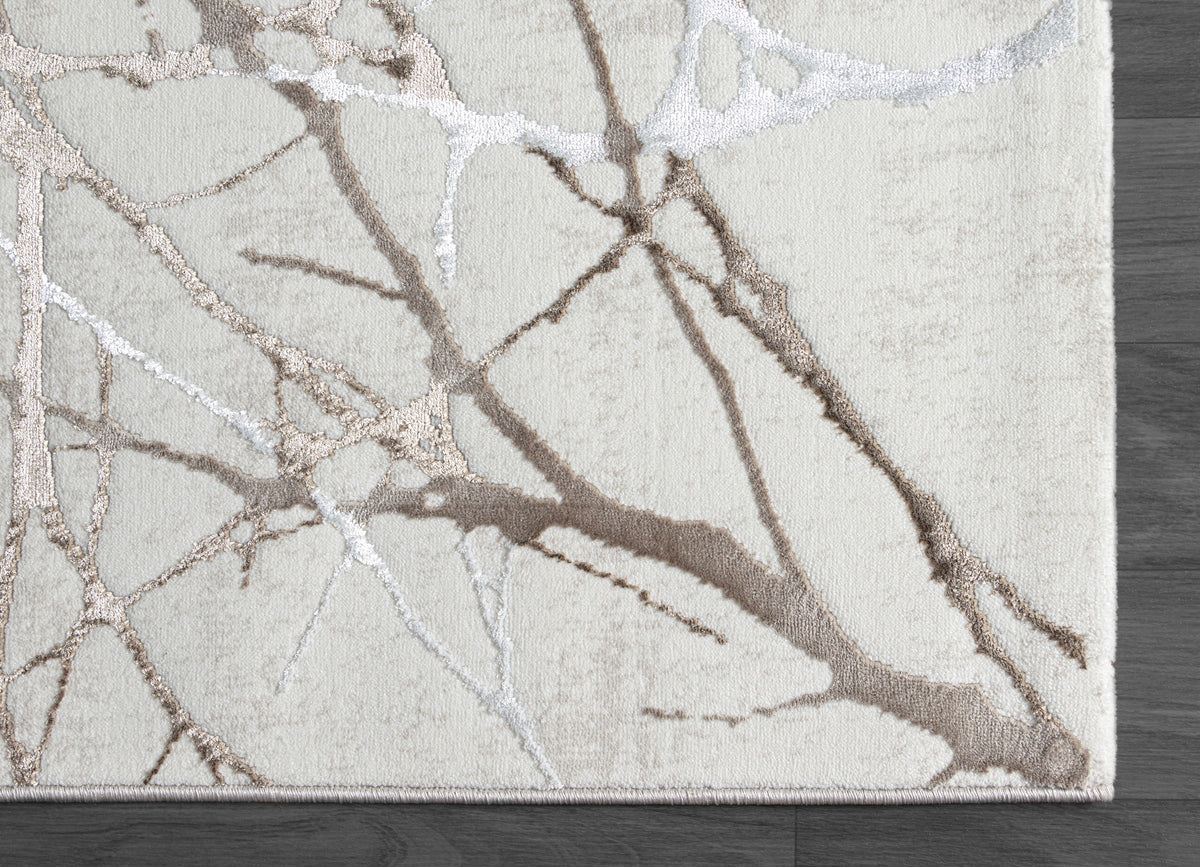 Teppich Creme Floral rund POLYESTER Wohnzimmer Schlafzimmer Flur Modern KAVALA