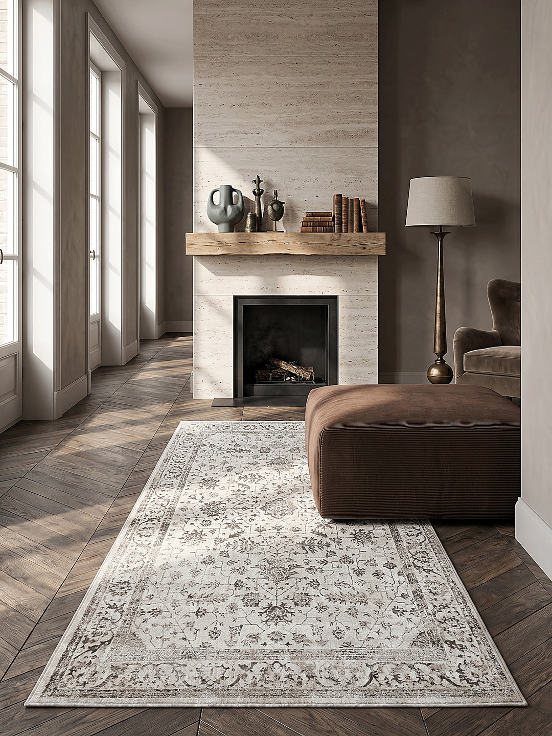 Teppich Creme Läufer im modernen Wohnzimmer_