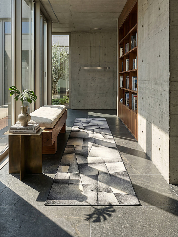 Teppich Anthrazit Läufer im modernen Wohnzimmer_