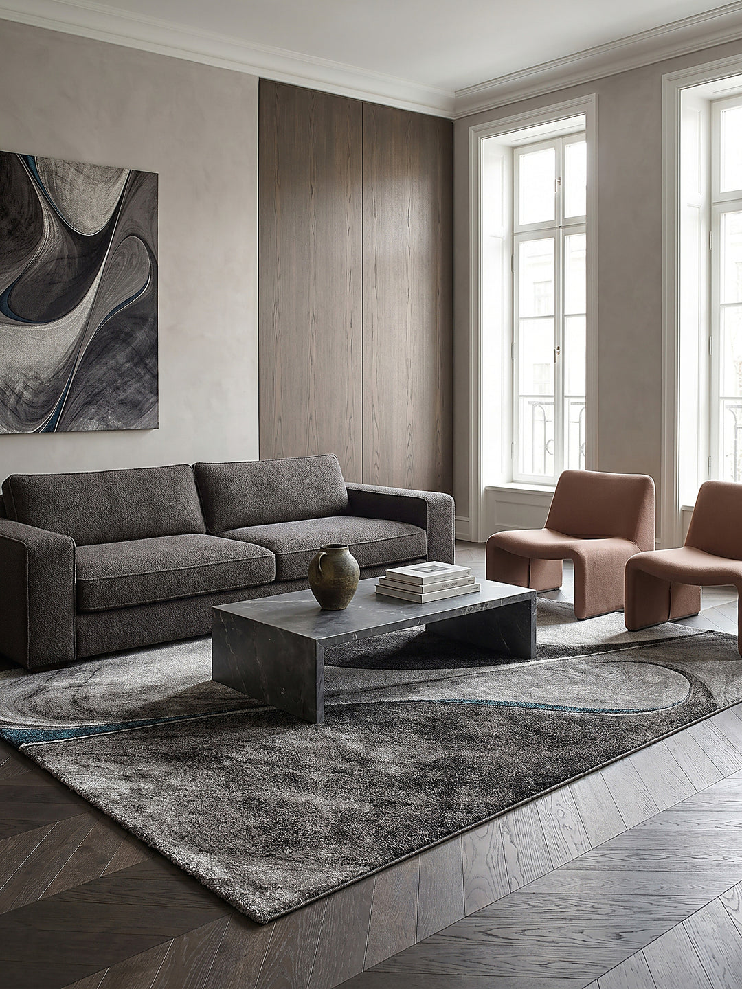 Teppich Grau rechteckig Editorial Styling_